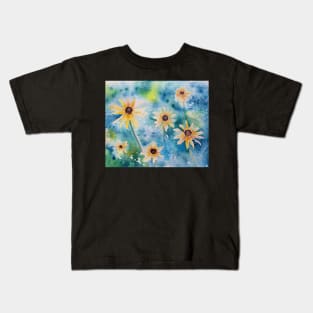 Black Eyed Susan Watercolor Painting Kids T-Shirt